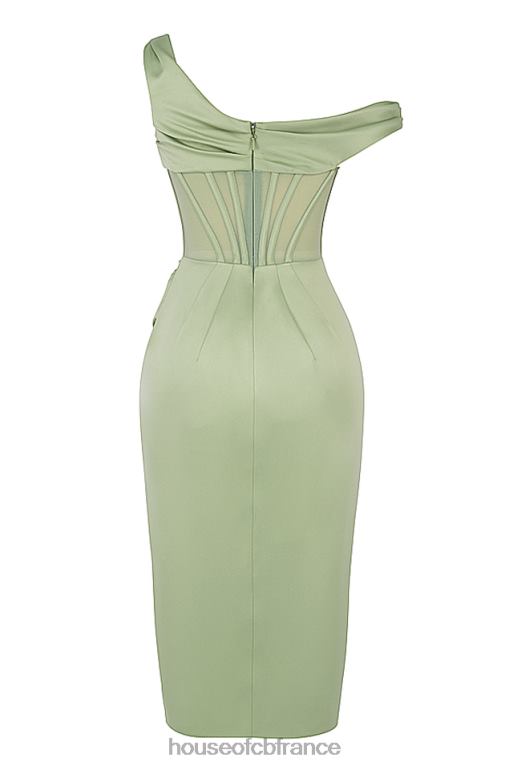 House of CB Lulu - Robe corset mi-longue drapée asymétrique pistache N888H559 vêtements