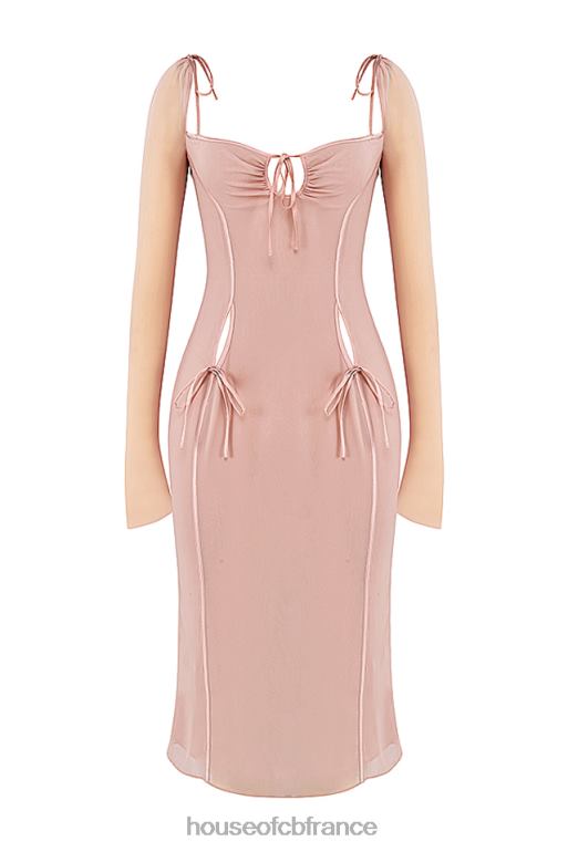 House of CB Ophelia - Robe mi-longue à découpes - Blush N888H485 vêtements
