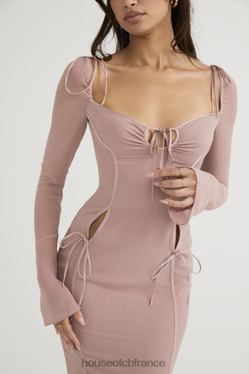 House of CB Ophelia - Robe mi-longue à découpes - Blush N888H485 vêtements
