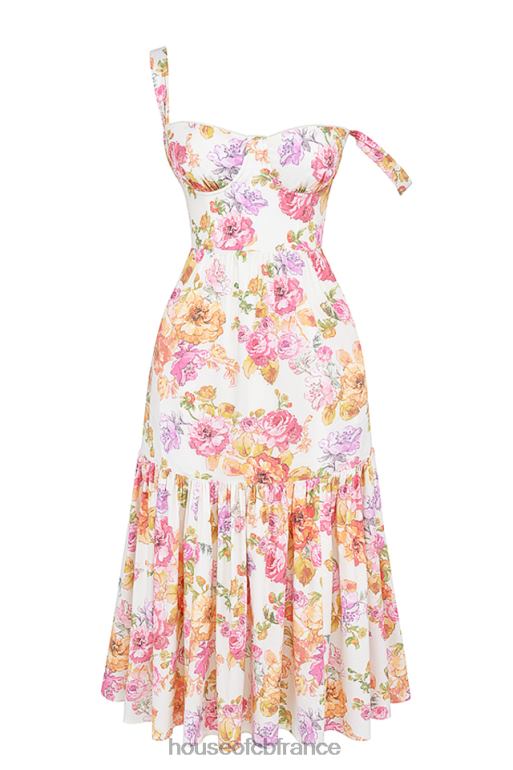 House of CB Robe d\'été mi-longue à fleurs ivoire Elia N888H257 vêtements