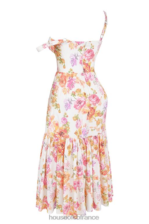 House of CB Robe d\'été mi-longue à fleurs ivoire Elia N888H257 vêtements