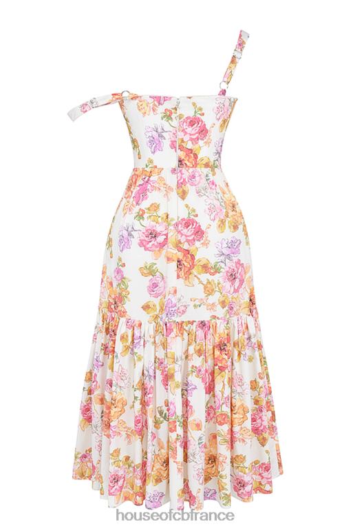 House of CB Robe d\'été mi-longue à fleurs ivoire Elia N888H257 vêtements