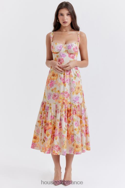 House of CB Robe d\'été mi-longue à fleurs ivoire Elia N888H257 vêtements