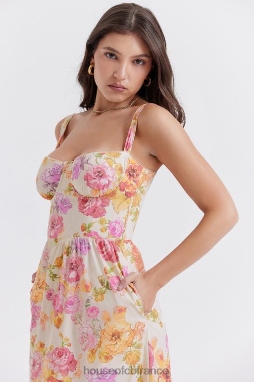 House of CB Robe d\'été mi-longue à fleurs ivoire Elia N888H257 vêtements