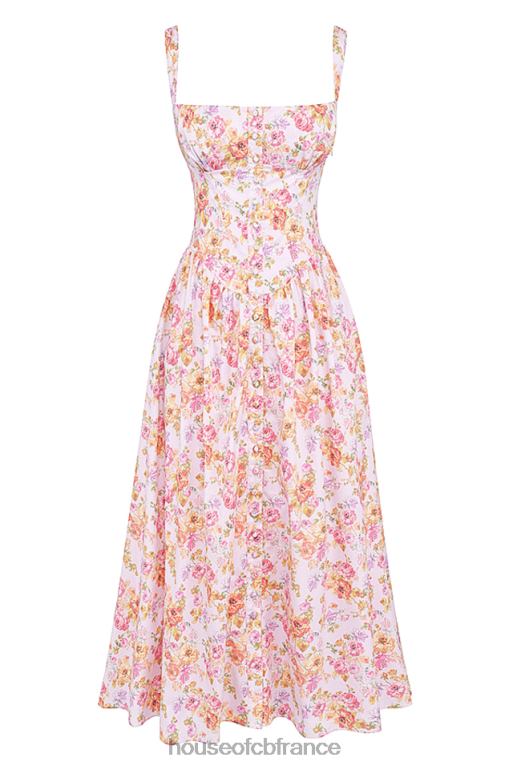 House of CB Robe d\'été mi-longue imprimée rose tatiana N888H252 vêtements