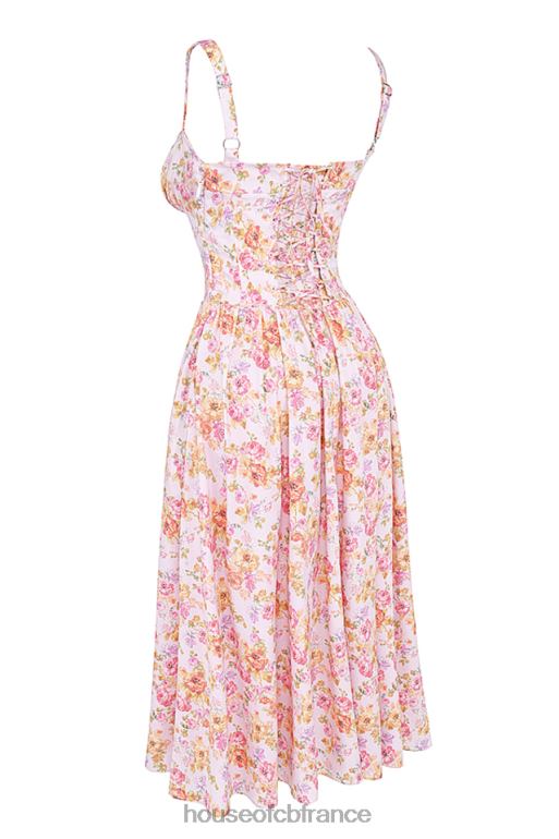 House of CB Robe d\'été mi-longue imprimée rose tatiana N888H252 vêtements