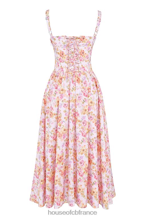 House of CB Robe d\'été mi-longue imprimée rose tatiana N888H252 vêtements