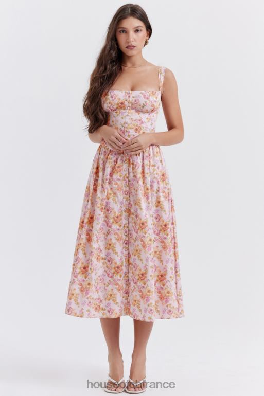 House of CB Robe d\'été mi-longue imprimée rose tatiana N888H252 vêtements