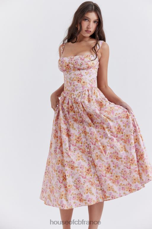 House of CB Robe d\'été mi-longue imprimée rose tatiana N888H252 vêtements
