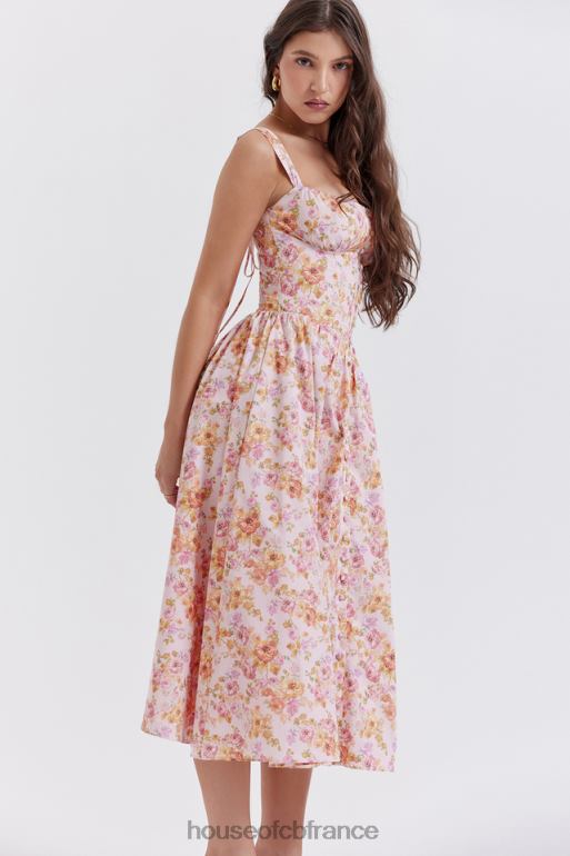 House of CB Robe d\'été mi-longue imprimée rose tatiana N888H252 vêtements