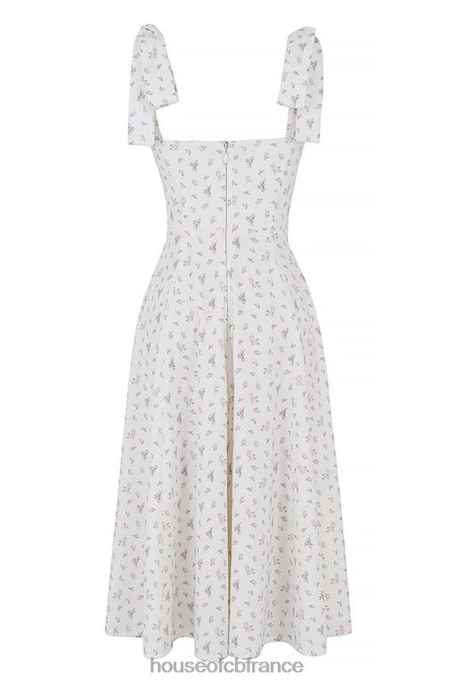 House of CB Robe d\'été midi blanche à fleurs Alicia N888H565 vêtements
