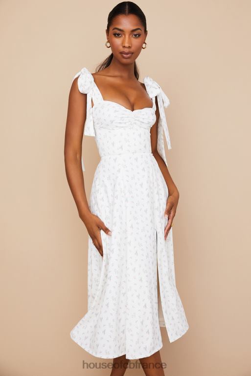 House of CB Robe d\'été midi blanche à fleurs Alicia N888H565 vêtements
