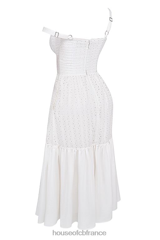 House of CB Robe d\'été midi en broderie anglaise blanche Elia N888H235 vêtements