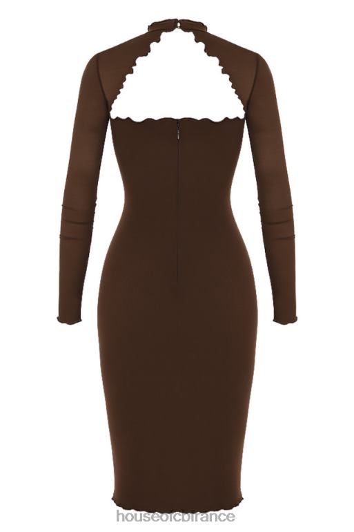 House of CB Robe mi-longue natalia chocolat power en tulle nouée sur le devant N888H575 vêtements