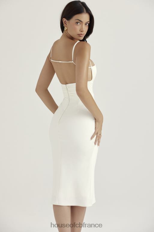 House of CB Robe midi corset en satin ivoire Lois N888H410 vêtements