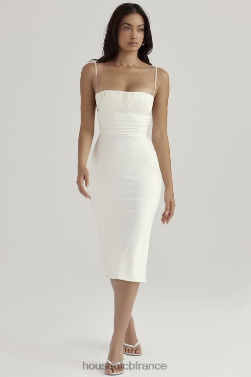 House of CB Robe midi corset en satin ivoire Lois N888H410 vêtements