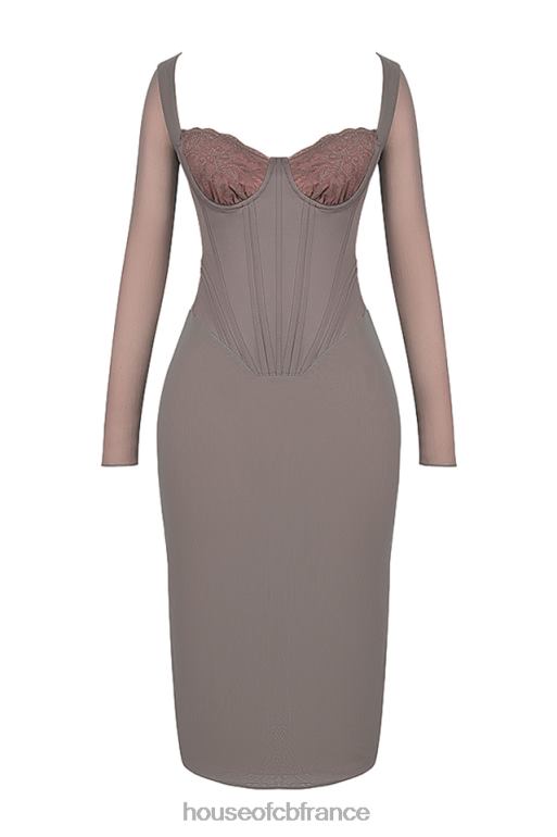 House of CB Safran - Robe mi-longue corset moka N888H118 vêtements