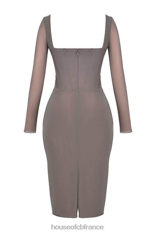 House of CB Safran - Robe mi-longue corset moka N888H118 vêtements