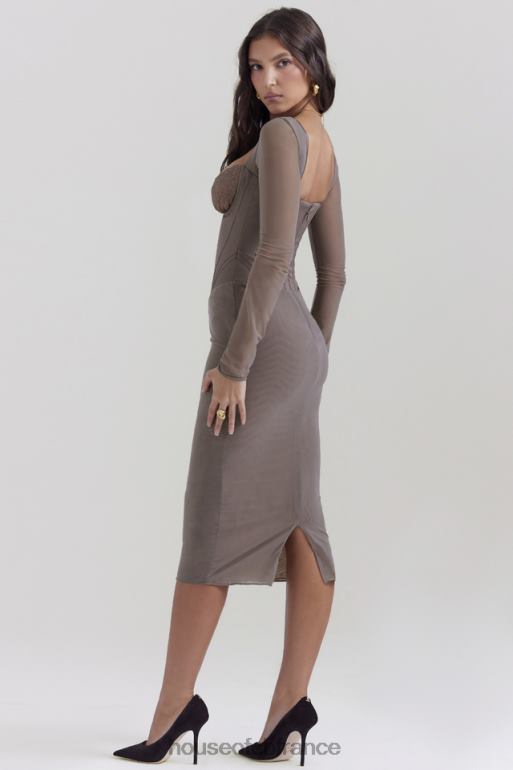 House of CB Safran - Robe mi-longue corset moka N888H118 vêtements