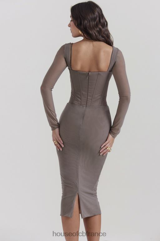 House of CB Safran - Robe mi-longue corset moka N888H118 vêtements