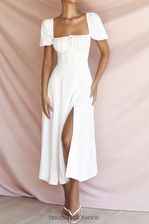 House of CB Tallulah - Robe d\'été mi-longue blanche à manches bouffantes N888H440 vêtements