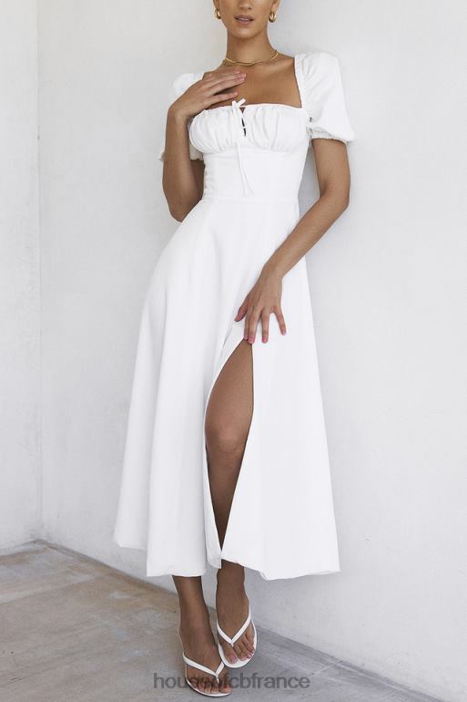 House of CB Tallulah - Robe d\'été mi-longue blanche à manches bouffantes N888H440 vêtements