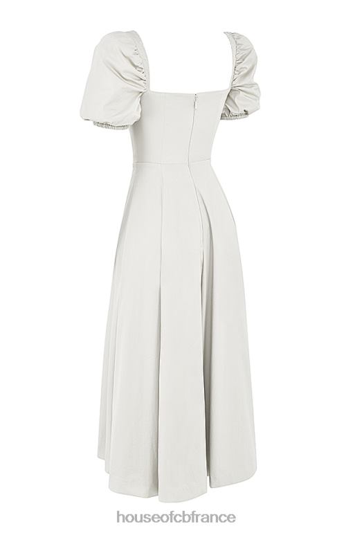 House of CB Tallulah - Robe d\'été mi-longue blanche à manches bouffantes N888H440 vêtements