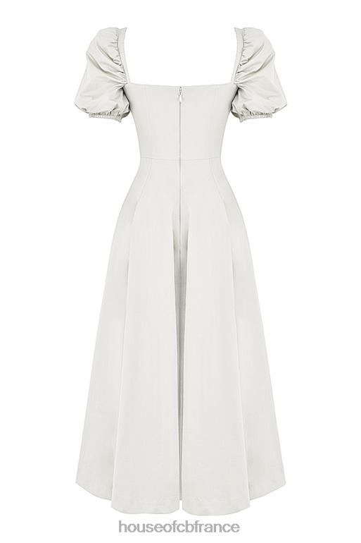 House of CB Tallulah - Robe d\'été mi-longue blanche à manches bouffantes N888H440 vêtements