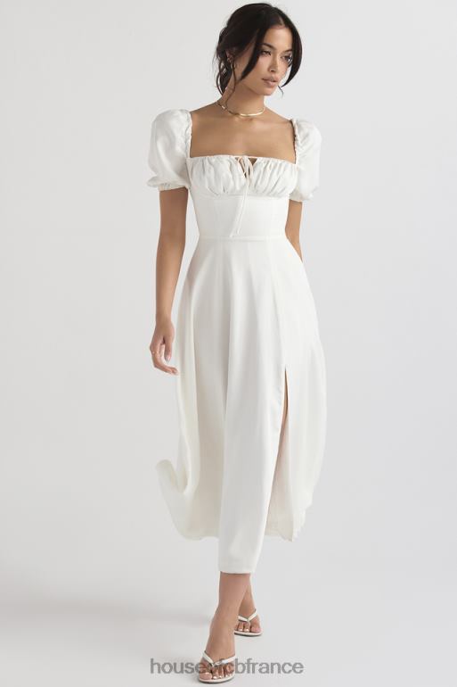 House of CB Tallulah - Robe d\'été mi-longue blanche à manches bouffantes N888H440 vêtements
