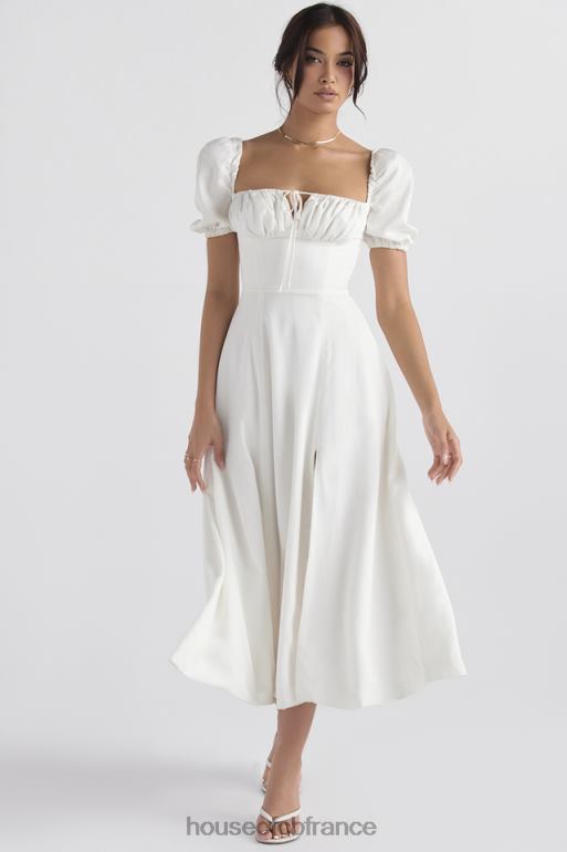 House of CB Tallulah - Robe d\'été mi-longue blanche à manches bouffantes N888H440 vêtements