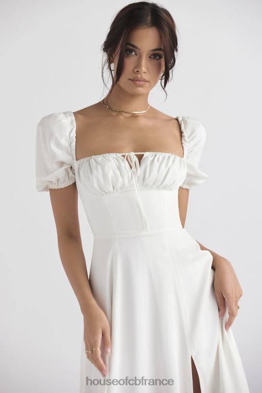House of CB Tallulah - Robe d\'été mi-longue blanche à manches bouffantes N888H440 vêtements