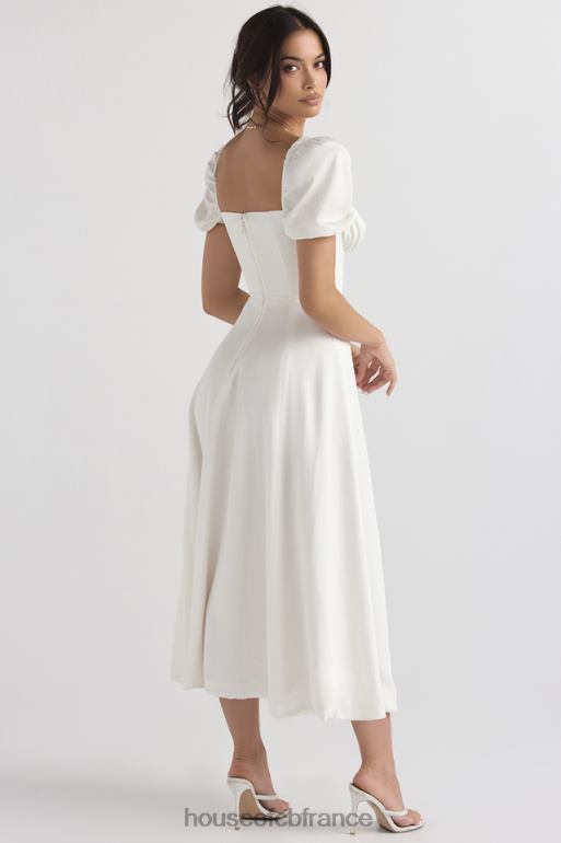 House of CB Tallulah - Robe d\'été mi-longue blanche à manches bouffantes N888H440 vêtements