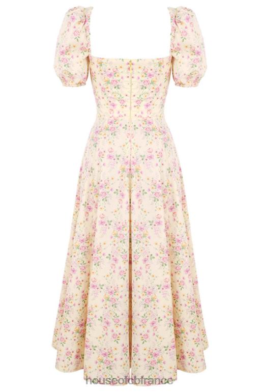 House of CB Tallulah - Robe d\'été mi-longue à fleurs citron et manches bouffantes N888H617 vêtements
