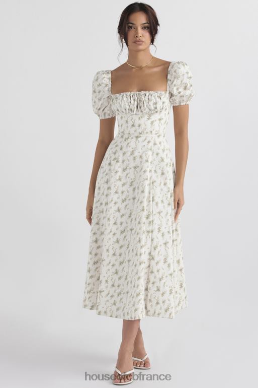 House of CB Tallulah - Robe d\'été mi-longue à manches bouffantes et imprimé jardin N888H441 vêtements