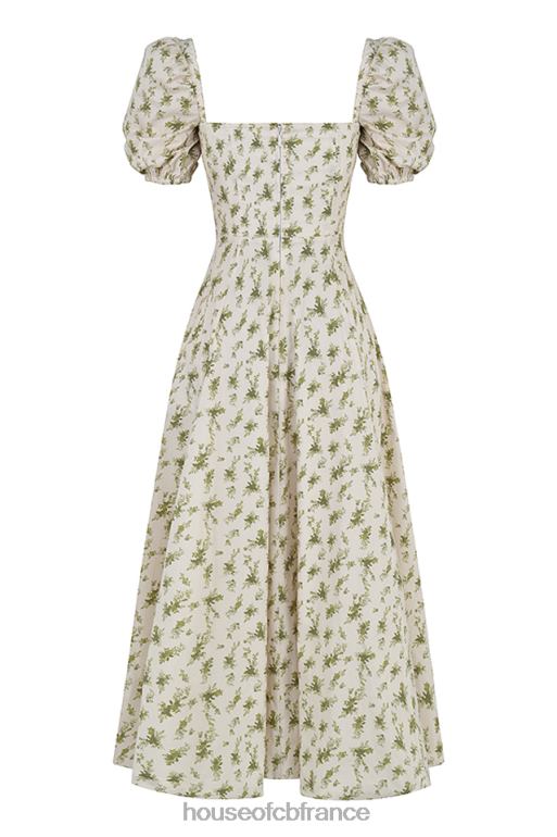 House of CB Tallulah - Robe d\'été mi-longue à manches bouffantes et imprimé jardin N888H441 vêtements