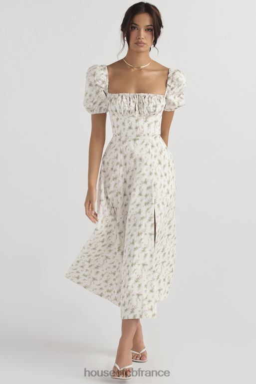 House of CB Tallulah - Robe d\'été mi-longue à manches bouffantes et imprimé jardin N888H441 vêtements