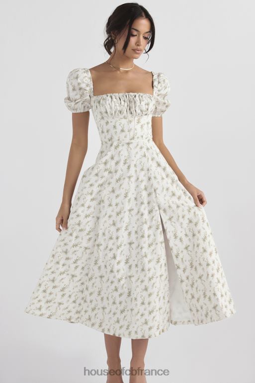 House of CB Tallulah - Robe d\'été mi-longue à manches bouffantes et imprimé jardin N888H441 vêtements