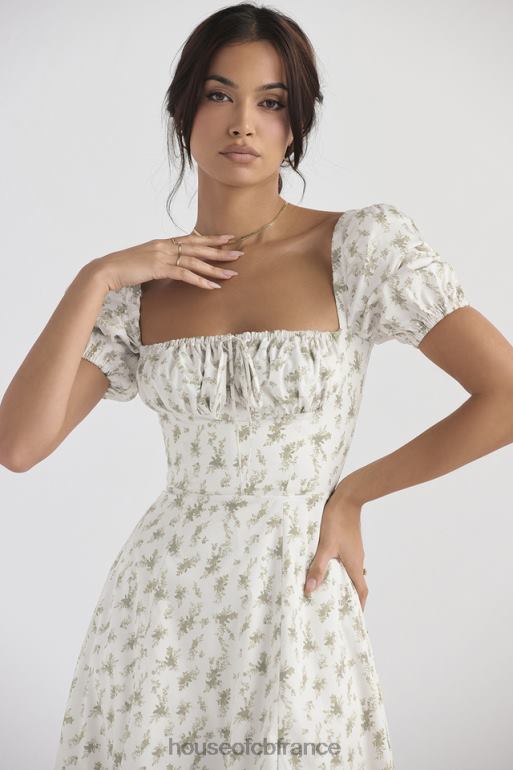 House of CB Tallulah - Robe d\'été mi-longue à manches bouffantes et imprimé jardin N888H441 vêtements