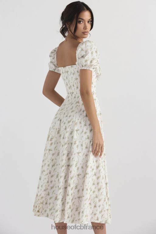 House of CB Tallulah - Robe d\'été mi-longue à manches bouffantes et imprimé jardin N888H441 vêtements