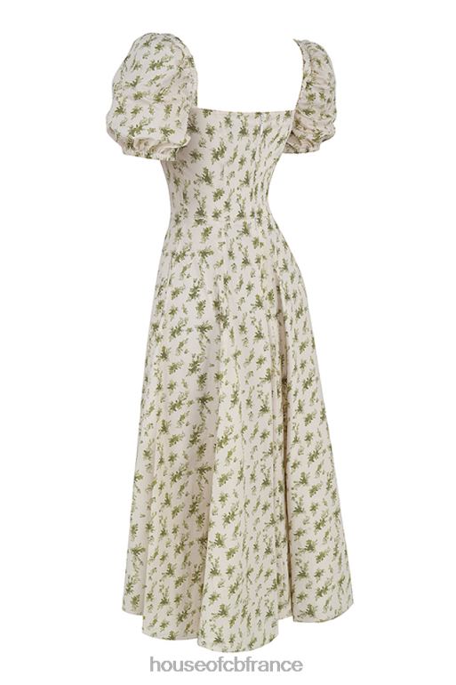 House of CB Tallulah - Robe d\'été mi-longue à manches bouffantes et imprimé jardin N888H441 vêtements