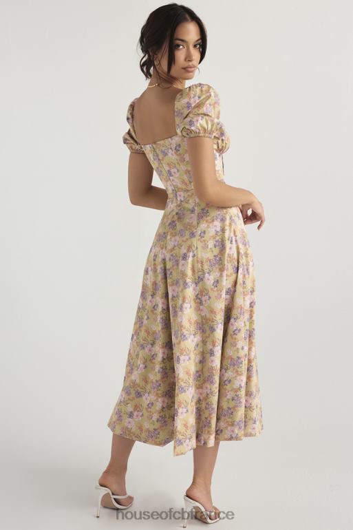House of CB Tallulah - Robe d\'été mi-longue à manches bouffantes et imprimé pivoine N888H428 vêtements