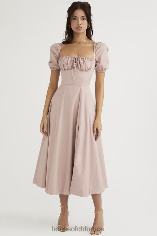 House of CB Tallulah - Robe mi-longue rose poudré à manches bouffantes N888H486 vêtements