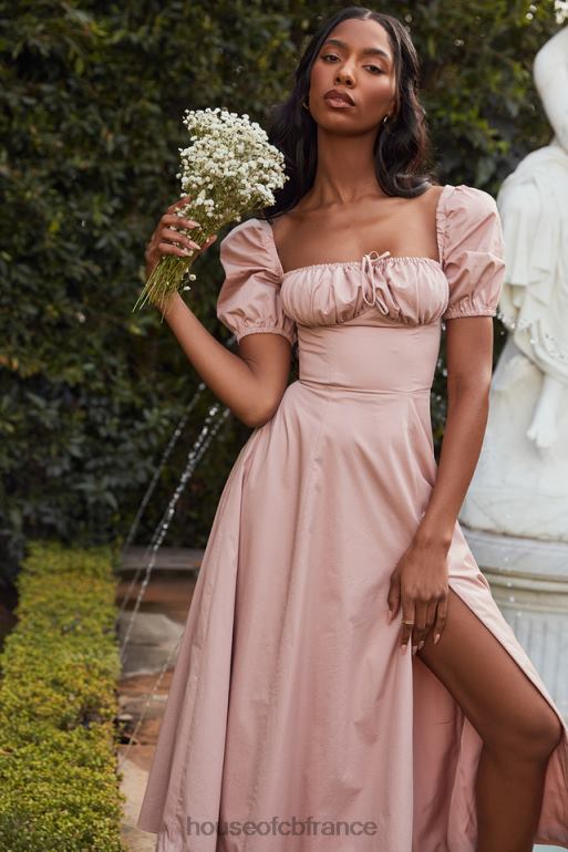House of CB Tallulah - Robe mi-longue rose poudré à manches bouffantes N888H486 vêtements