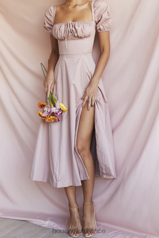 House of CB Tallulah - Robe mi-longue rose poudré à manches bouffantes N888H486 vêtements