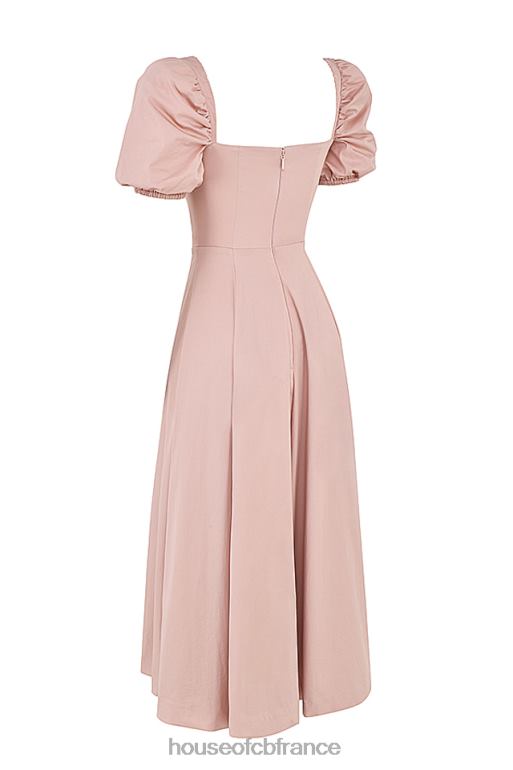 House of CB Tallulah - Robe mi-longue rose poudré à manches bouffantes N888H486 vêtements