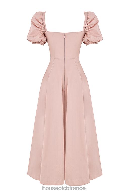 House of CB Tallulah - Robe mi-longue rose poudré à manches bouffantes N888H486 vêtements
