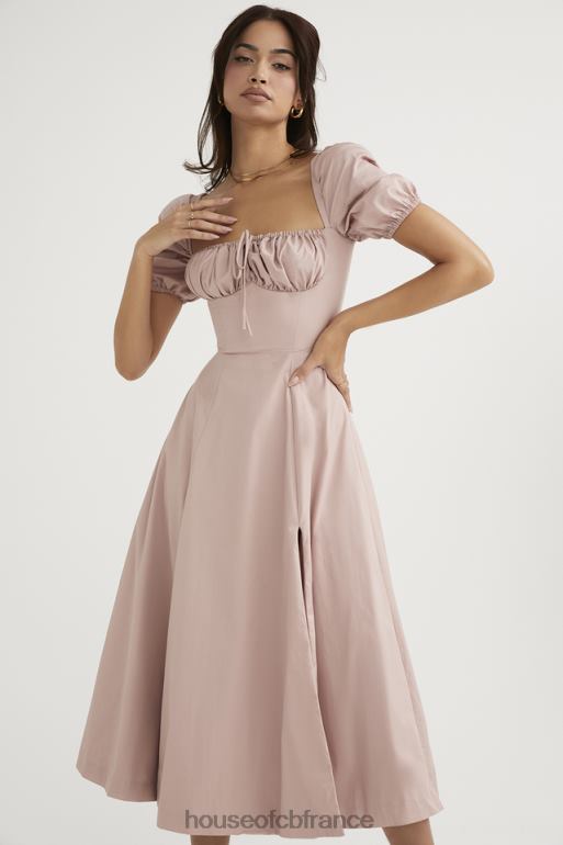 House of CB Tallulah - Robe mi-longue rose poudré à manches bouffantes N888H486 vêtements