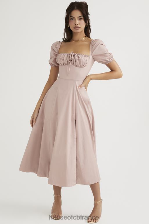 House of CB Tallulah - Robe mi-longue rose poudré à manches bouffantes N888H486 vêtements