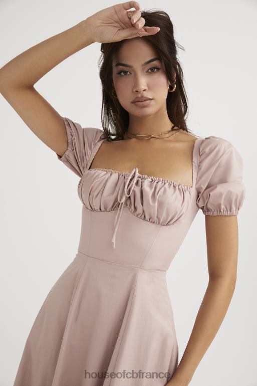 House of CB Tallulah - Robe mi-longue rose poudré à manches bouffantes N888H486 vêtements