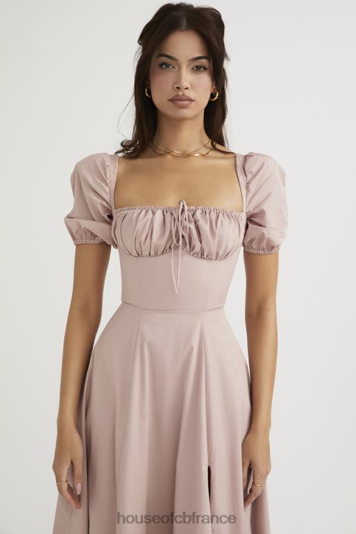 House of CB Tallulah - Robe mi-longue rose poudré à manches bouffantes N888H486 vêtements